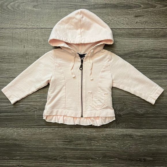 Lili Gaufrette Baby Girls Pink Soft Cotton Zip Front Hoodie Jacket size 12M